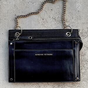 ADRIENNE VITTADINI Black Envelope Clutch or Shoulder Bag Gold Tone chain strap
